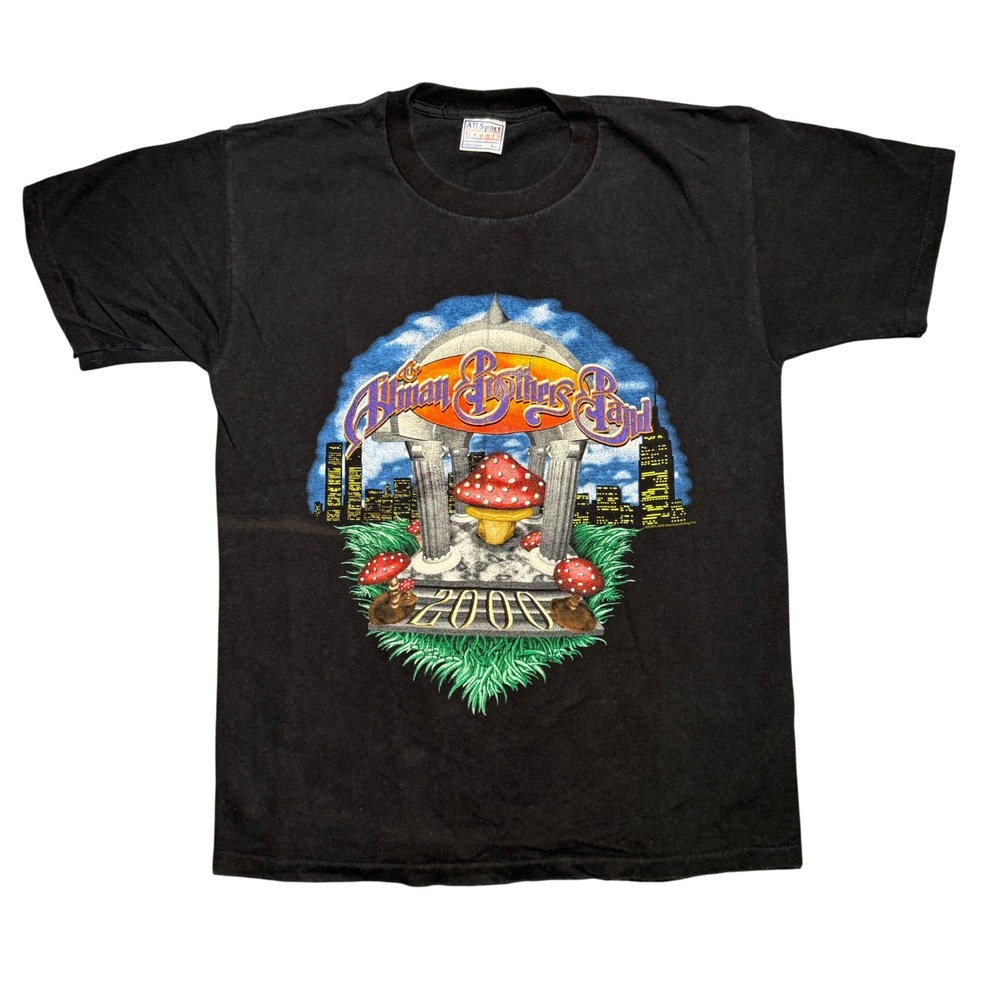 Vintage Allman Brothers Band 2000 Tour Shirt‎ Black Mushroom Graphic Medium